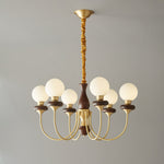 Bellagio Arc Chandelier — Modern Brass & Wood Designer Pendant Light