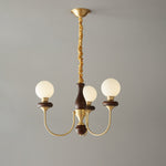 Bellagio Arc Chandelier — Modern Brass & Wood Designer Pendant Light