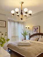 Bellagio Arc Chandelier — Modern Brass & Wood Designer Pendant Light
