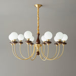 Bellagio Arc Chandelier — Modern Brass & Wood Designer Pendant Light