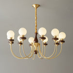 Bellagio Arc Chandelier — Modern Brass & Wood Designer Pendant Light