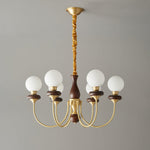 Bellagio Arc Chandelier — Modern Brass & Wood Designer Pendant Light