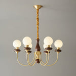 Bellagio Arc Chandelier — Modern Brass & Wood Designer Pendant Light