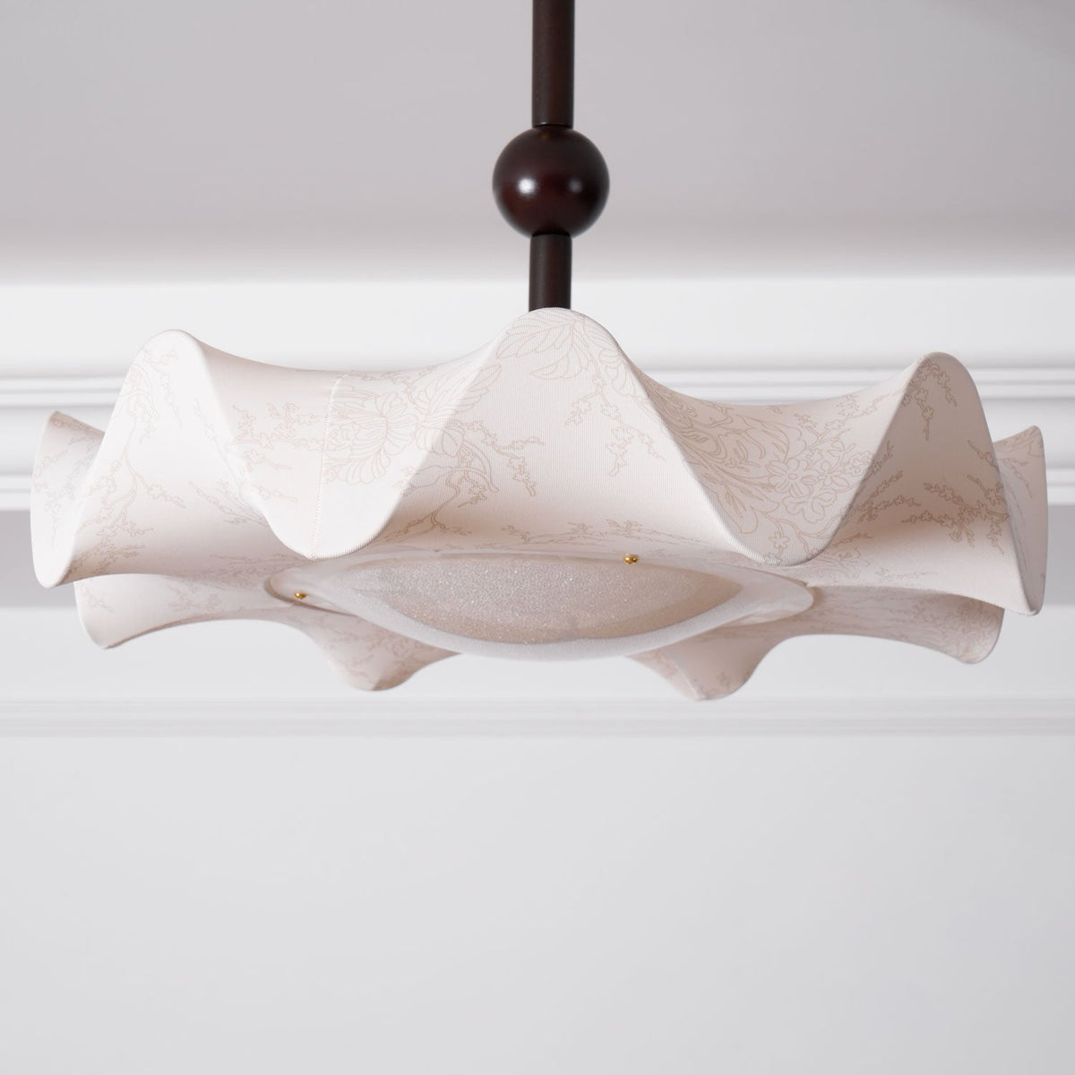 Bellara Flush Mount Ceiling Light in Fabric, Wood, and Metal