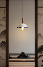 Bellaria Ceramic Pendant Light with Hand-Painted Scalloped Details
