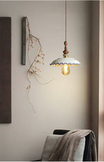 Bellaria Ceramic Pendant Light with Hand-Painted Scalloped Details
