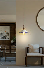 Bellaria Ceramic Pendant Light with Hand-Painted Scalloped Details