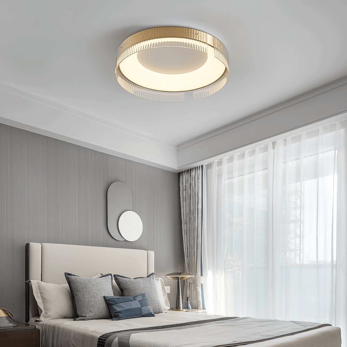 Bellatrix Modern Brass LED Flush Mount Ceiling Light for Living Room and Bedroom