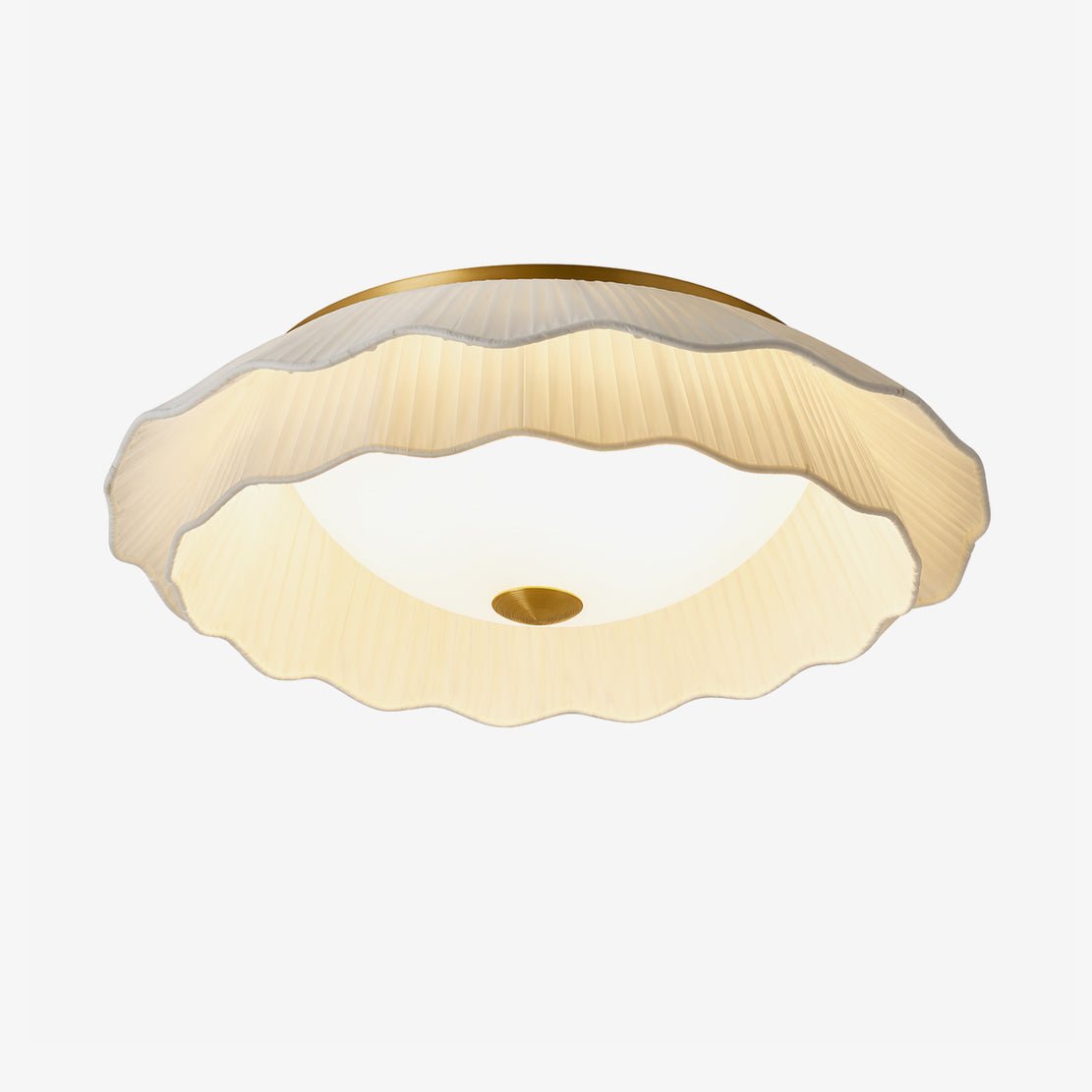 Belle Epoque Pleated Flush Mount Ceiling Light in Walnut and White