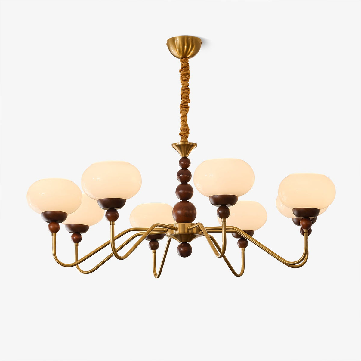 Bellini Modern Wood and Glass Chandelier for Dining Room and Living Room