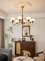 Bellini Modern Wood and Glass Chandelier for Dining Room and Living Room