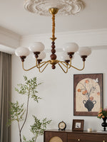 Bellini Modern Wood and Glass Chandelier for Dining Room and Living Room