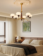 Bellini Modern Wood and Glass Chandelier for Dining Room and Living Room