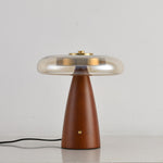 Belluno Sculptural Wooden Table Lamp with Glass Shade