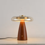 Belluno Sculptural Wooden Table Lamp with Glass Shade