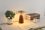 Belluno Sculptural Wooden Table Lamp with Glass Shade