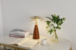 Belluno Sculptural Wooden Table Lamp with Glass Shade