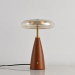 Belluno Sculptural Wooden Table Lamp with Glass Shade