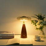 Belluno Sculptural Wooden Table Lamp with Glass Shade