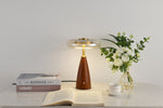 Belluno Sculptural Wooden Table Lamp with Glass Shade