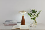 Belluno Sculptural Wooden Table Lamp with Glass Shade