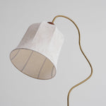 Bellvine Floor Lamp – Curved Brass & Walnut Wood with Floral Fabric Shade