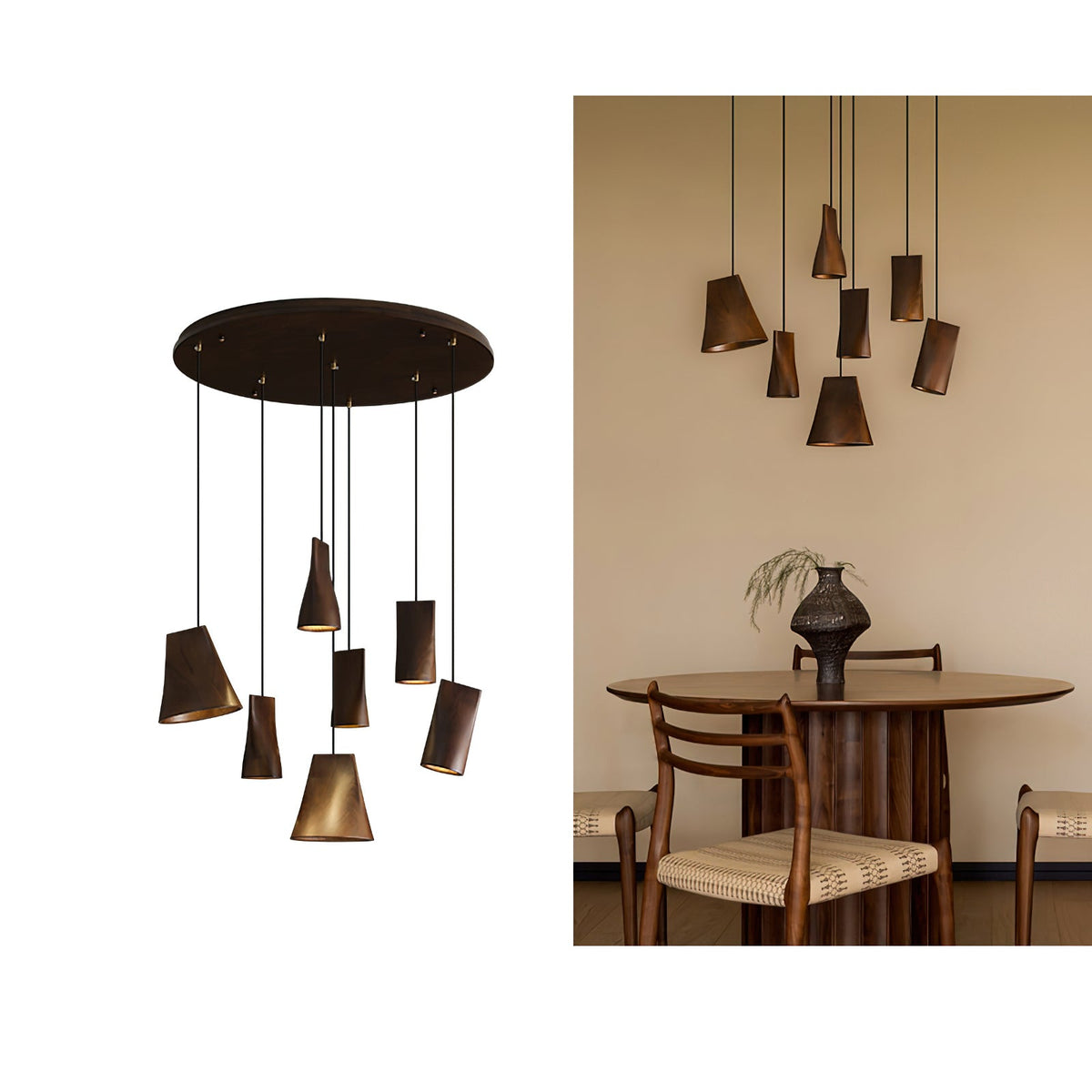 Bellwood Wood Pendant Light – Modern LED Hanging Lamp for Dining Room & Kitchen Island