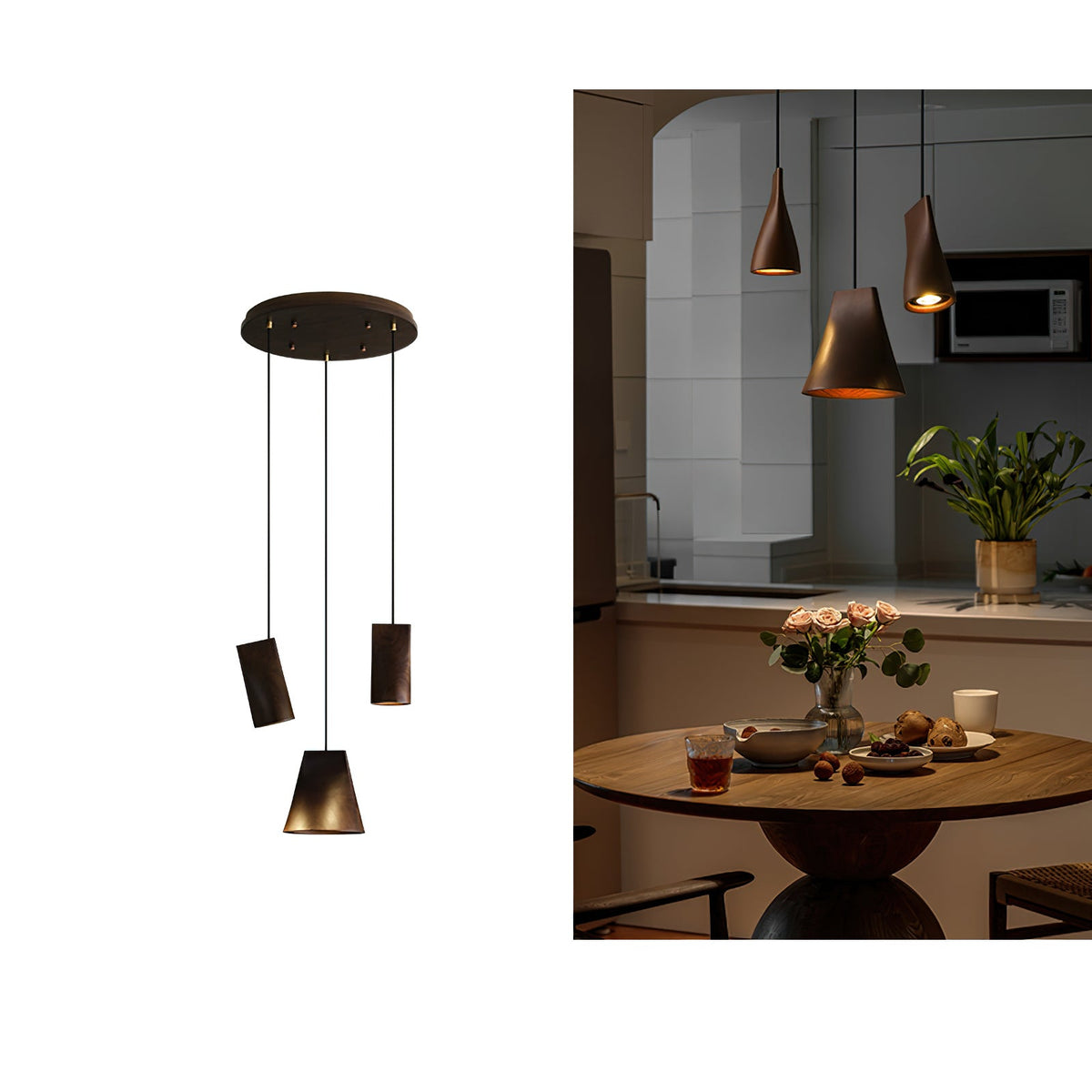Bellwood Wood Pendant Light – Modern LED Hanging Lamp for Dining Room & Kitchen Island