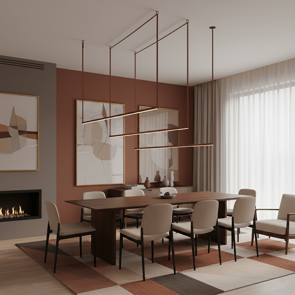 Belto Linear LED Pendant Light – Canvas Strap Suspension, Modern Minimalist