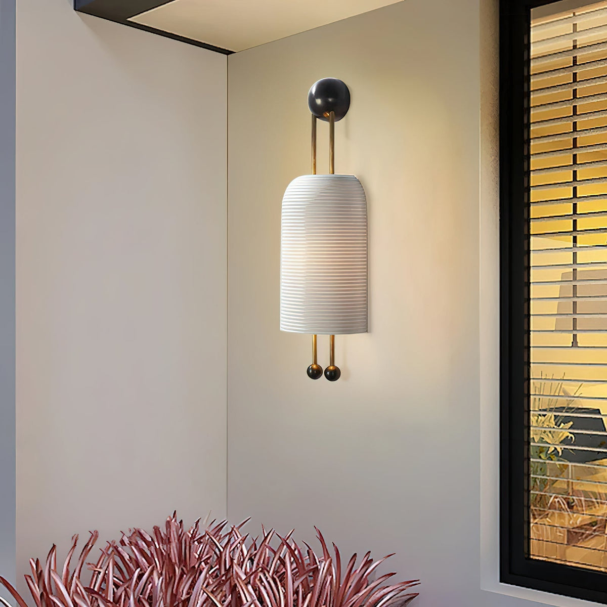 Benjamin Wall Light in Opal Glass and Gold – Modern Wall Sconce