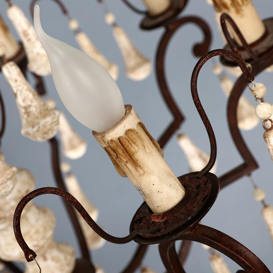 Bessie Eight-Light Vintage Wood and Metal Chandelier for Dining and Living Spaces