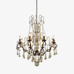 Bessie Eight-Light Vintage Wood and Metal Chandelier for Dining and Living Spaces