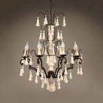 Bessie Eight-Light Vintage Wood and Metal Chandelier for Dining and Living Spaces