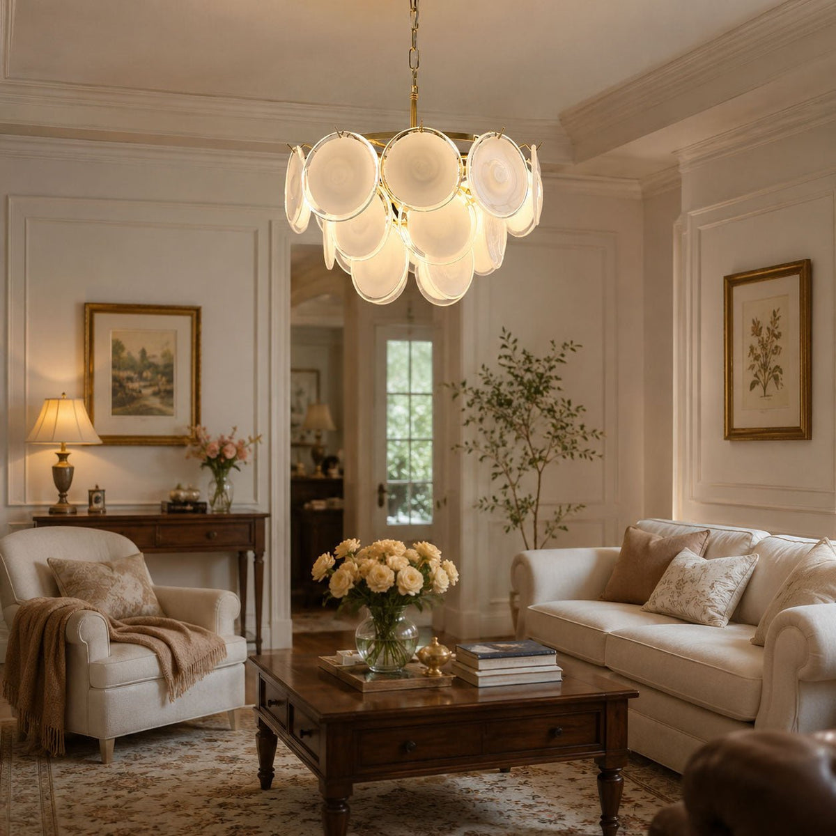 Bettina Glass Chandelier – Modern Murano-Style Pendant for Dining Room and Living Room
