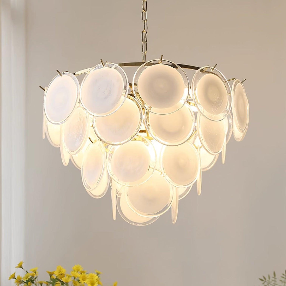 Bettina Glass Chandelier – Modern Murano-Style Pendant for Dining Room and Living Room