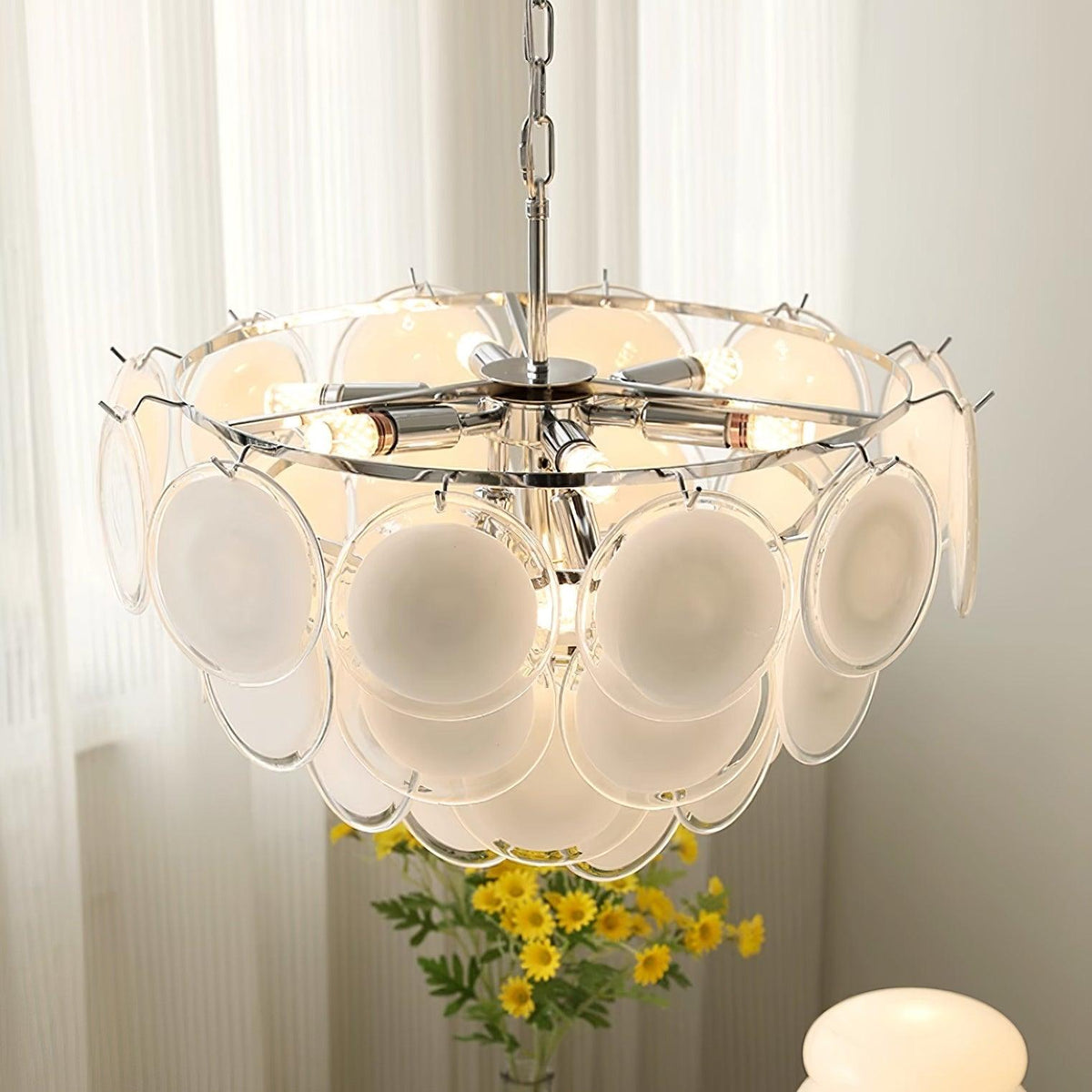 Bettina Glass Chandelier – Modern Murano-Style Pendant for Dining Room and Living Room