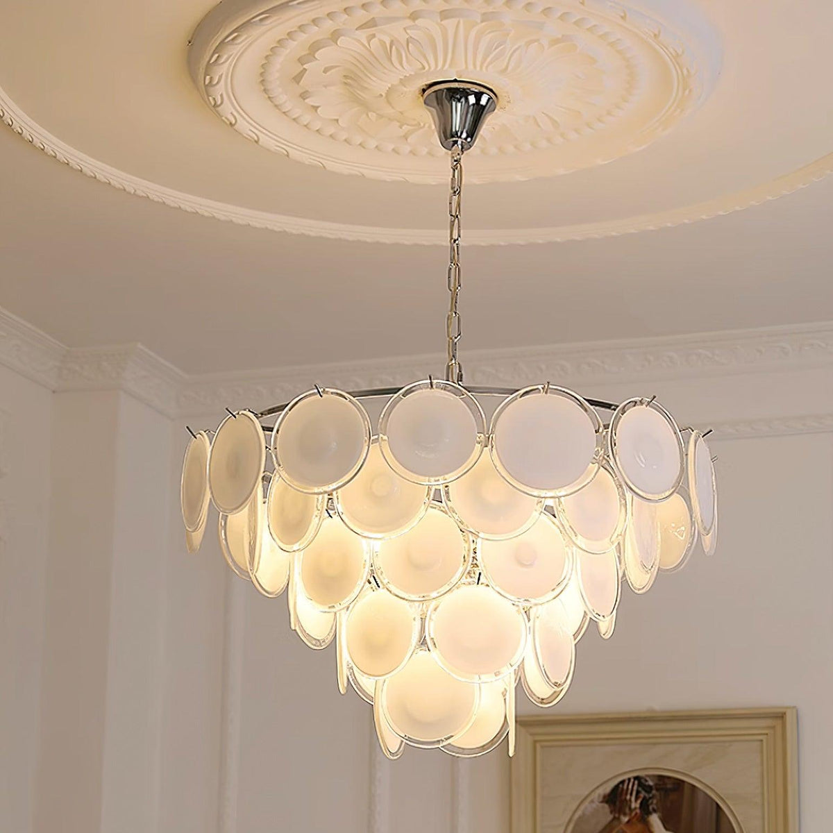 Bettina Glass Chandelier – Modern Murano-Style Pendant for Dining Room and Living Room