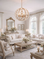 Bianca Floral Orb Chandelier – Ceramic Flower Pendant Light for Elegant Interiors