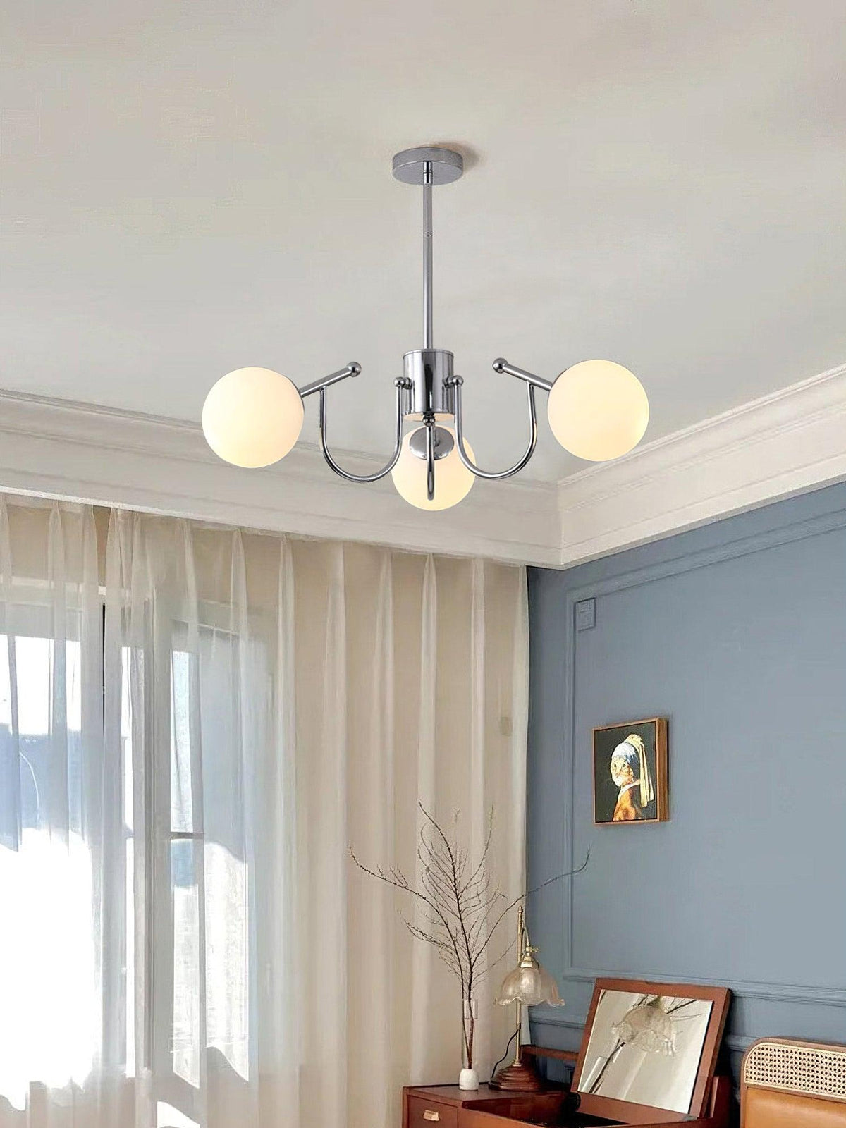 Bianca Chandelier – Modern Chrome & Glass Pendant Light for Dining Room
