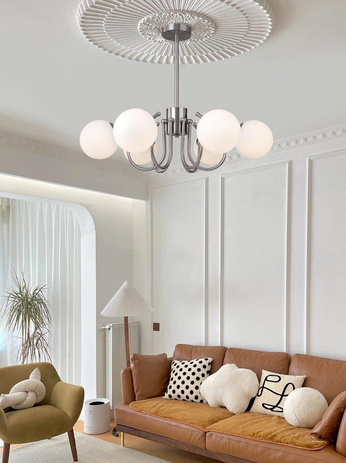 Bianca Chandelier – Modern Chrome & Glass Pendant Light for Dining Room