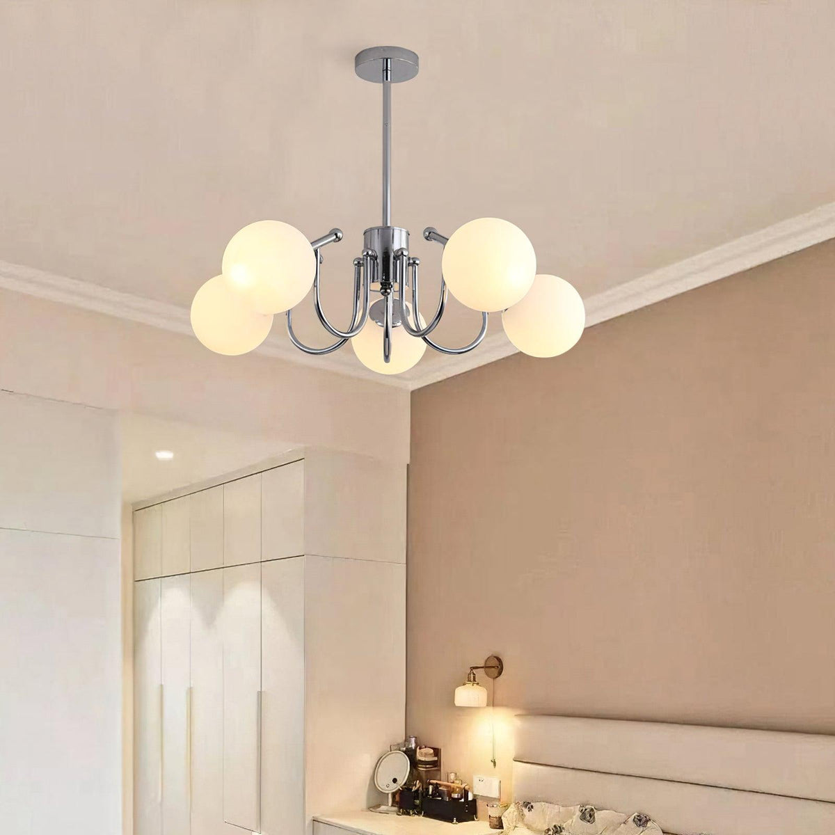 Bianca Chandelier – Modern Chrome & Glass Pendant Light for Dining Room