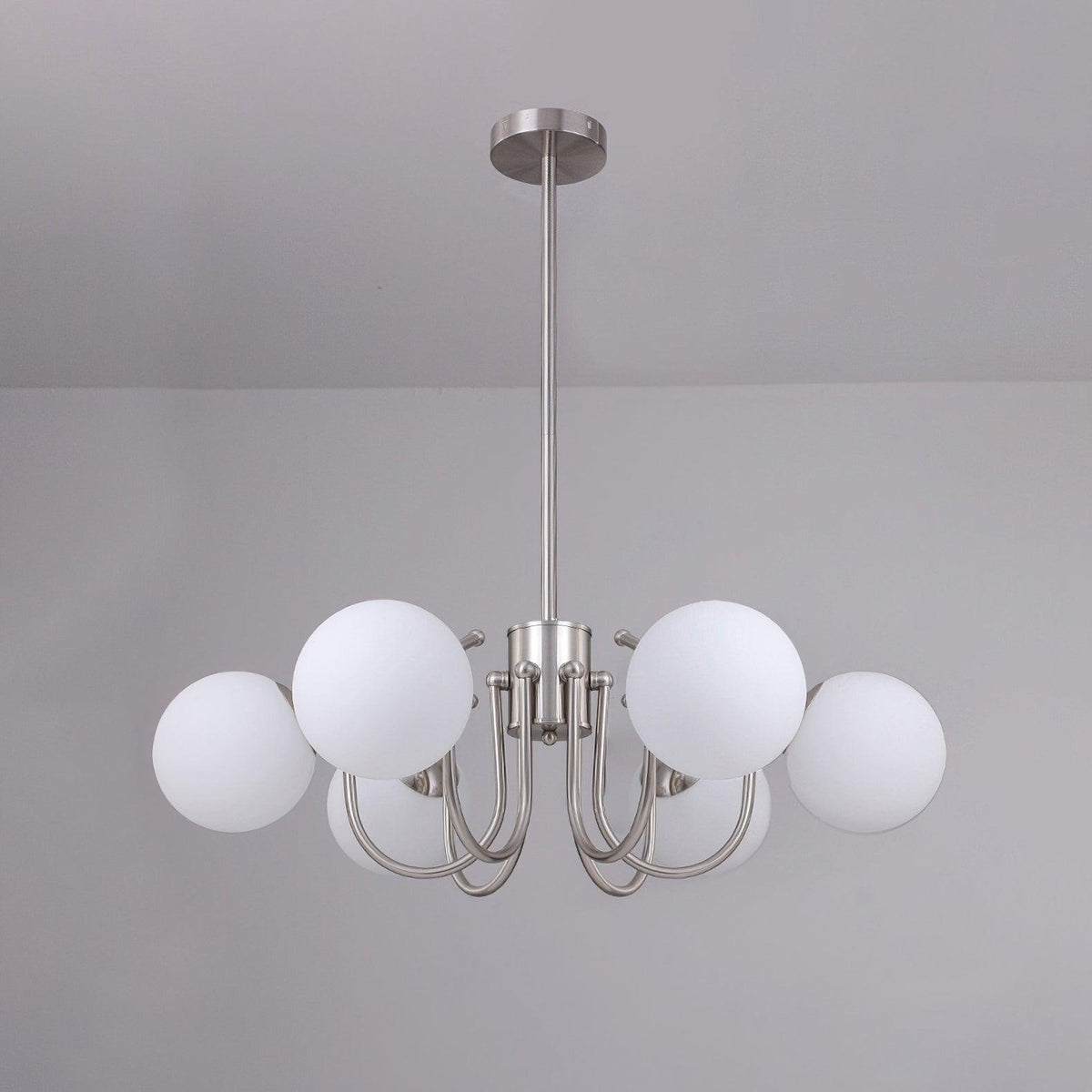 Bianca Chandelier – Modern Chrome & Glass Pendant Light for Dining Room