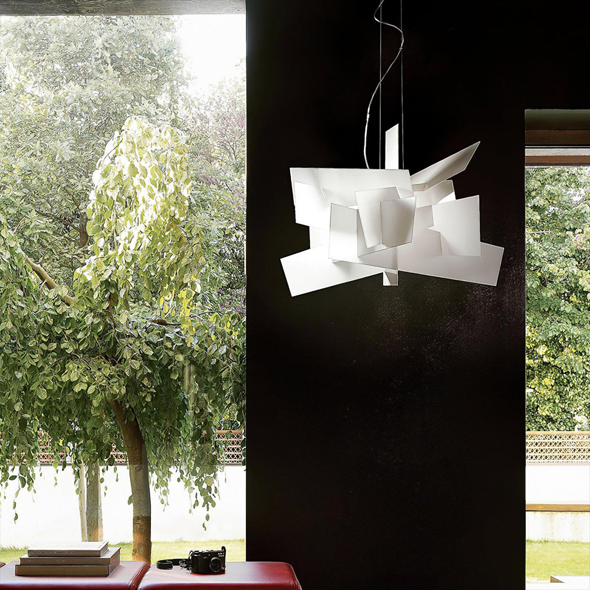 Big Bang Sculptural Pendant Light in White Metal and Acrylic