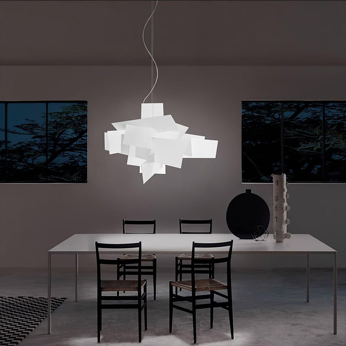Big Bang Sculptural Pendant Light in White Metal and Acrylic