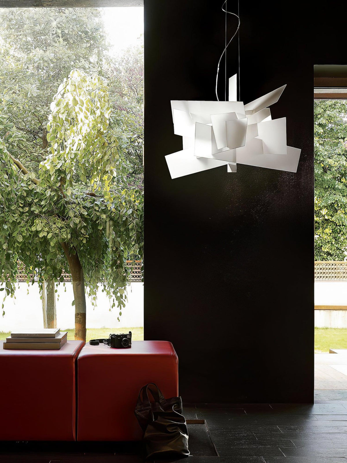 Big Bang Sculptural Pendant Light in White Metal and Acrylic