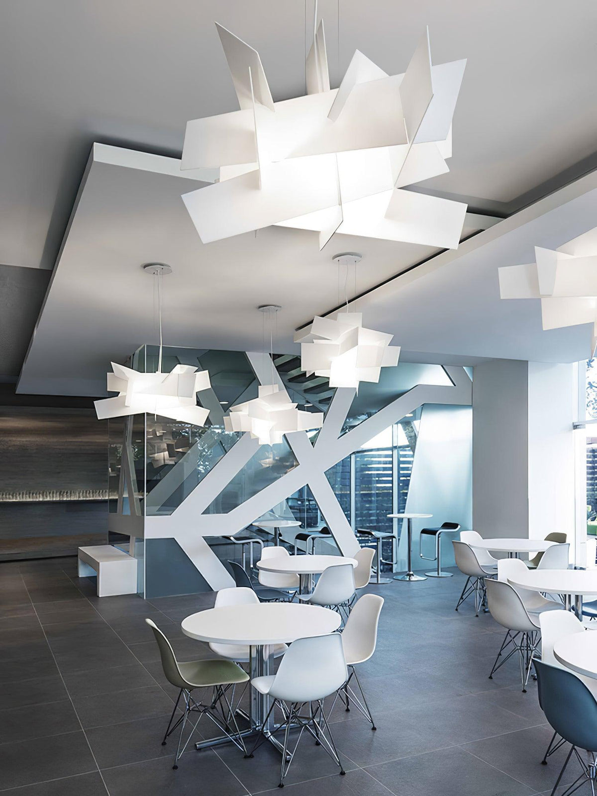 Big Bang Sculptural Pendant Light in White Metal and Acrylic
