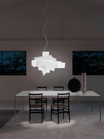 Big Bang Sculptural Pendant Light in White Metal and Acrylic