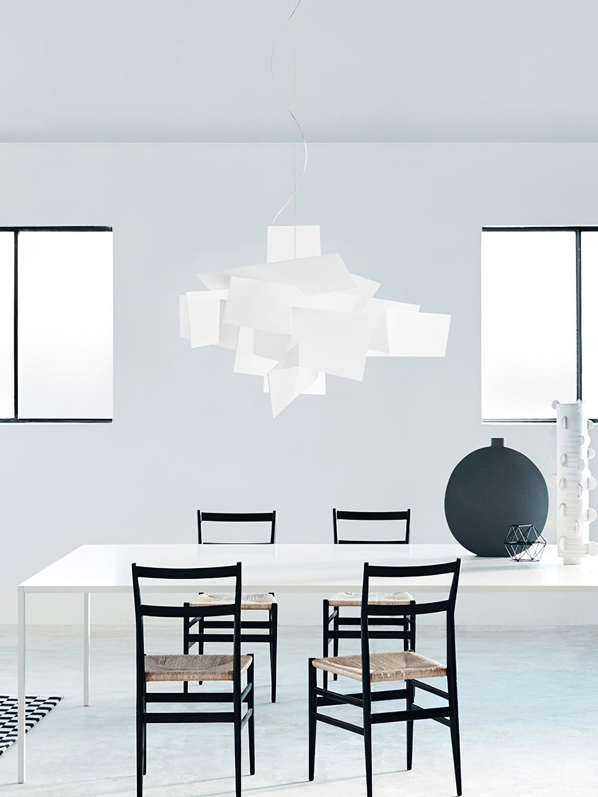 Big Bang Sculptural Pendant Light in White Metal and Acrylic