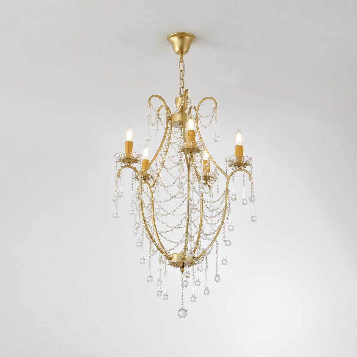 Birdcage Crystal Chandelier with Vintage Gold Finish