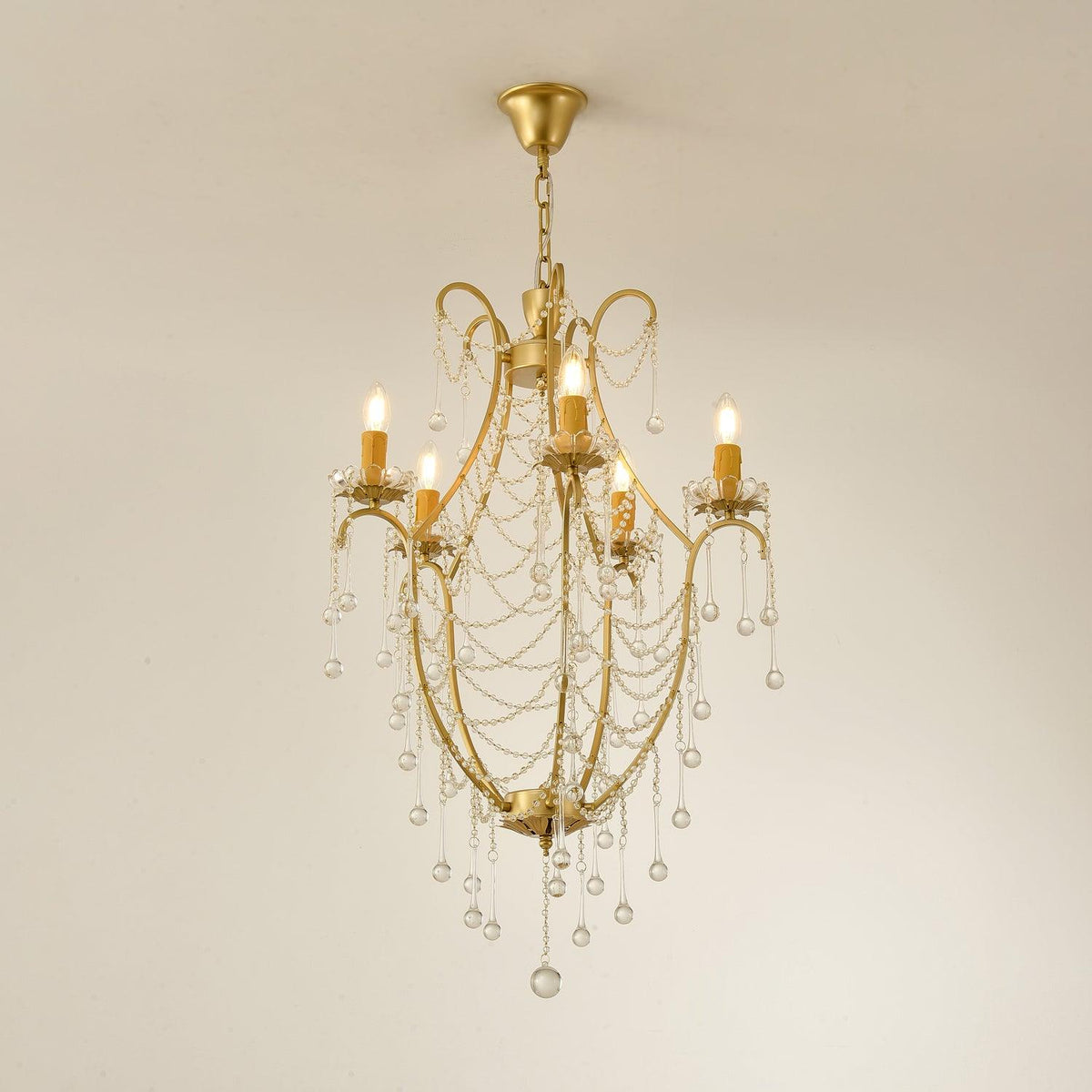 Birdcage Crystal Chandelier with Vintage Gold Finish